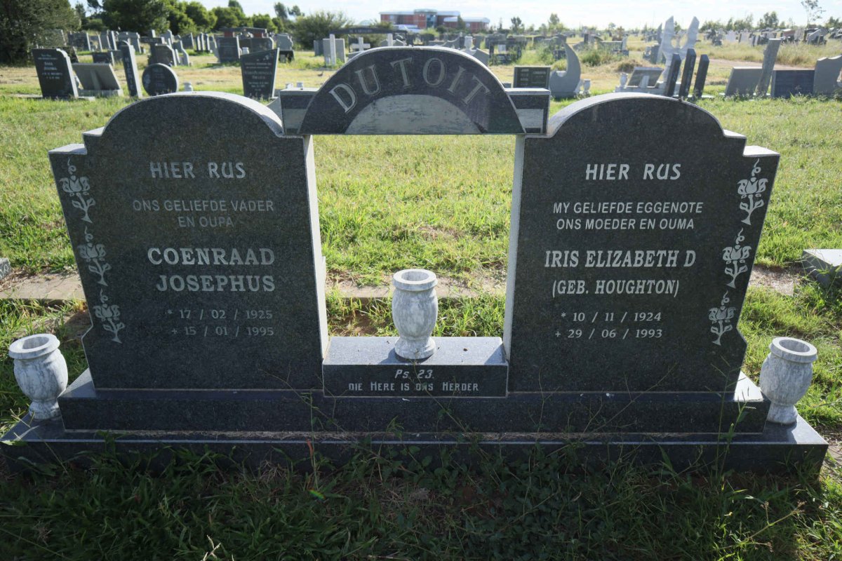 TOIT Coenraad Josephus, du 1925-1995 &amp; Iris Elizabeth D. HOUGHTON 1924-1993