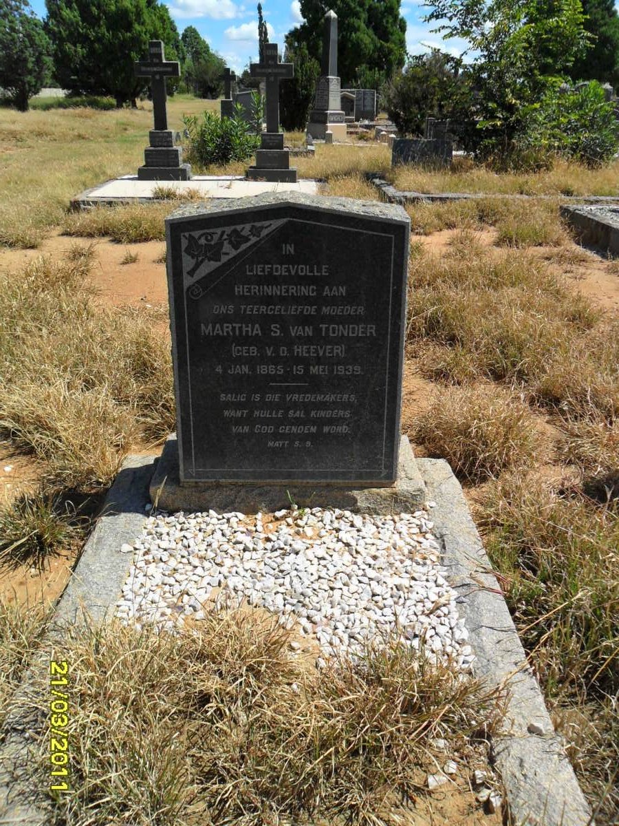 TONDER Martha S., van nee V.D. HEEVER 1865-1939