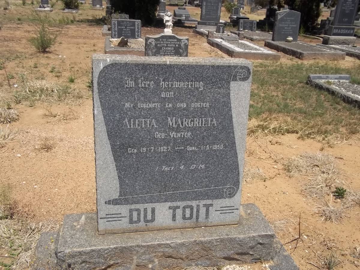TOIT Aletta Margrieta, du nee VENTER 1927-1950