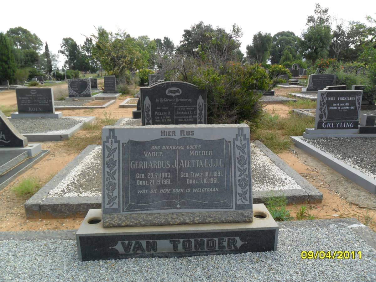 TONDER Gerhardus J., van 1883-1961 &amp; Aletta F.J.J.L. FIVAZ 1891-1961
