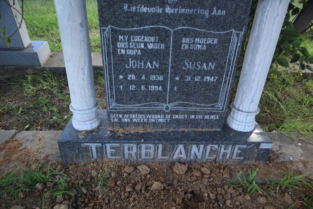 TERBLANCHE Johan 1938-1994 &amp; Susan 1947-