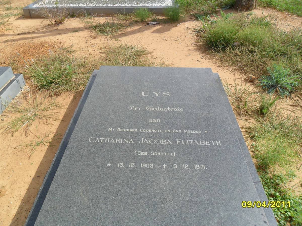 UYS Catharina Jacoba Elizabeth nee SCHUTTE 1903-1971