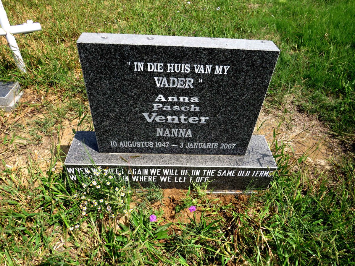 VENTER Anna Pasch 1947-2007