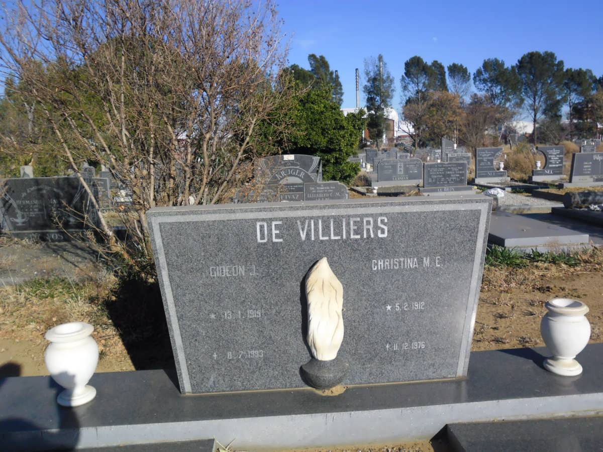 VILLIERS Gideon J., de 1919-1993 &amp; Christina M.E. 1912-1976