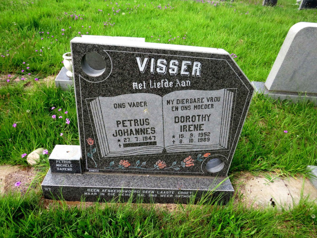 VISSER Petrus Johannes 1947- & Dorothy Irene 1952-1989