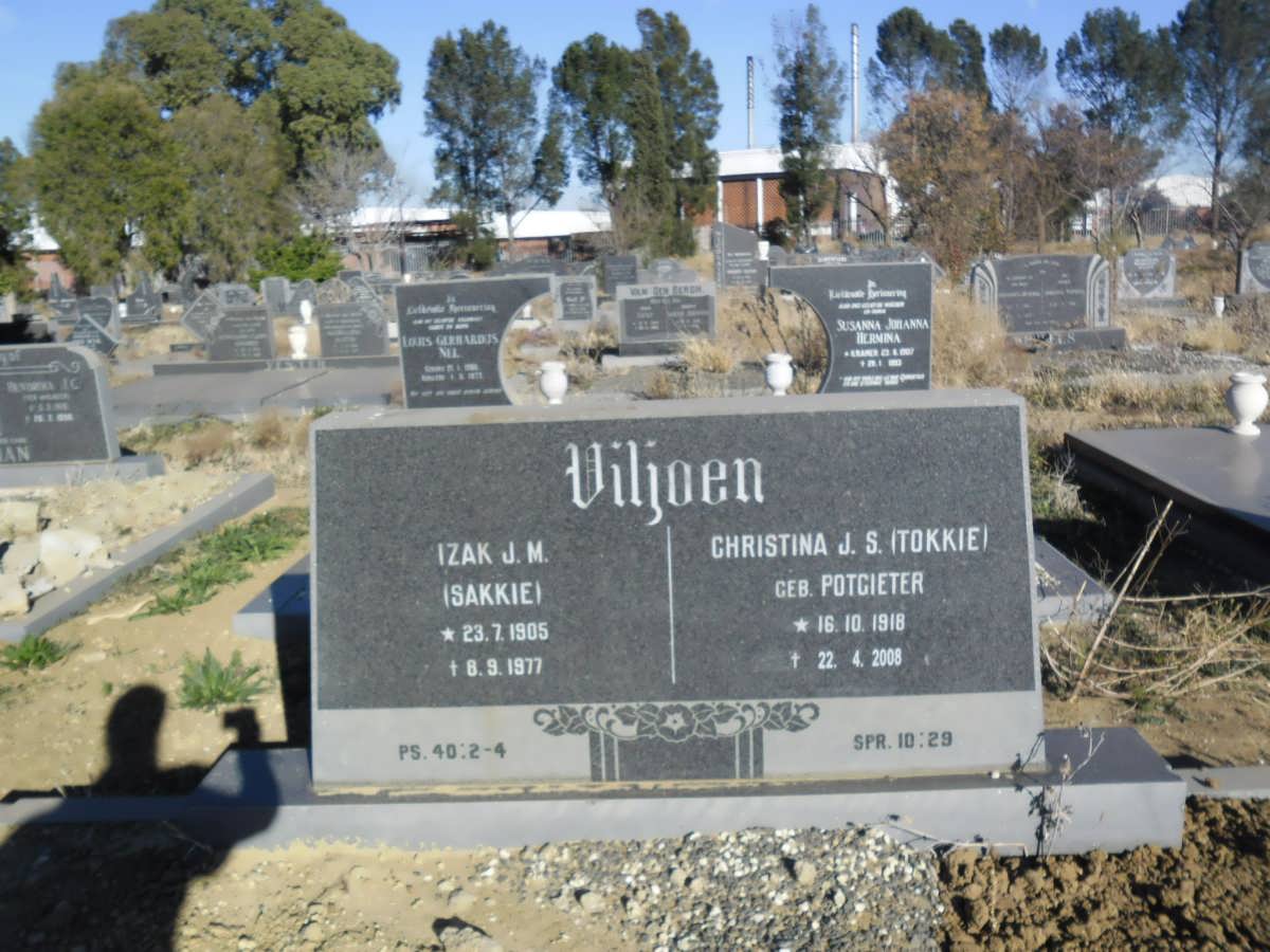 VILJOEN Izak J.M. 1905-1977 &amp; Christina J.S. POTGIETER 1918-2008