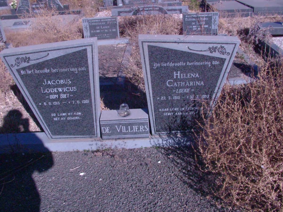 VILLIERS Jacobus Lodewicus, de 1915-1981 &amp; Helena Catharina 1915-1983