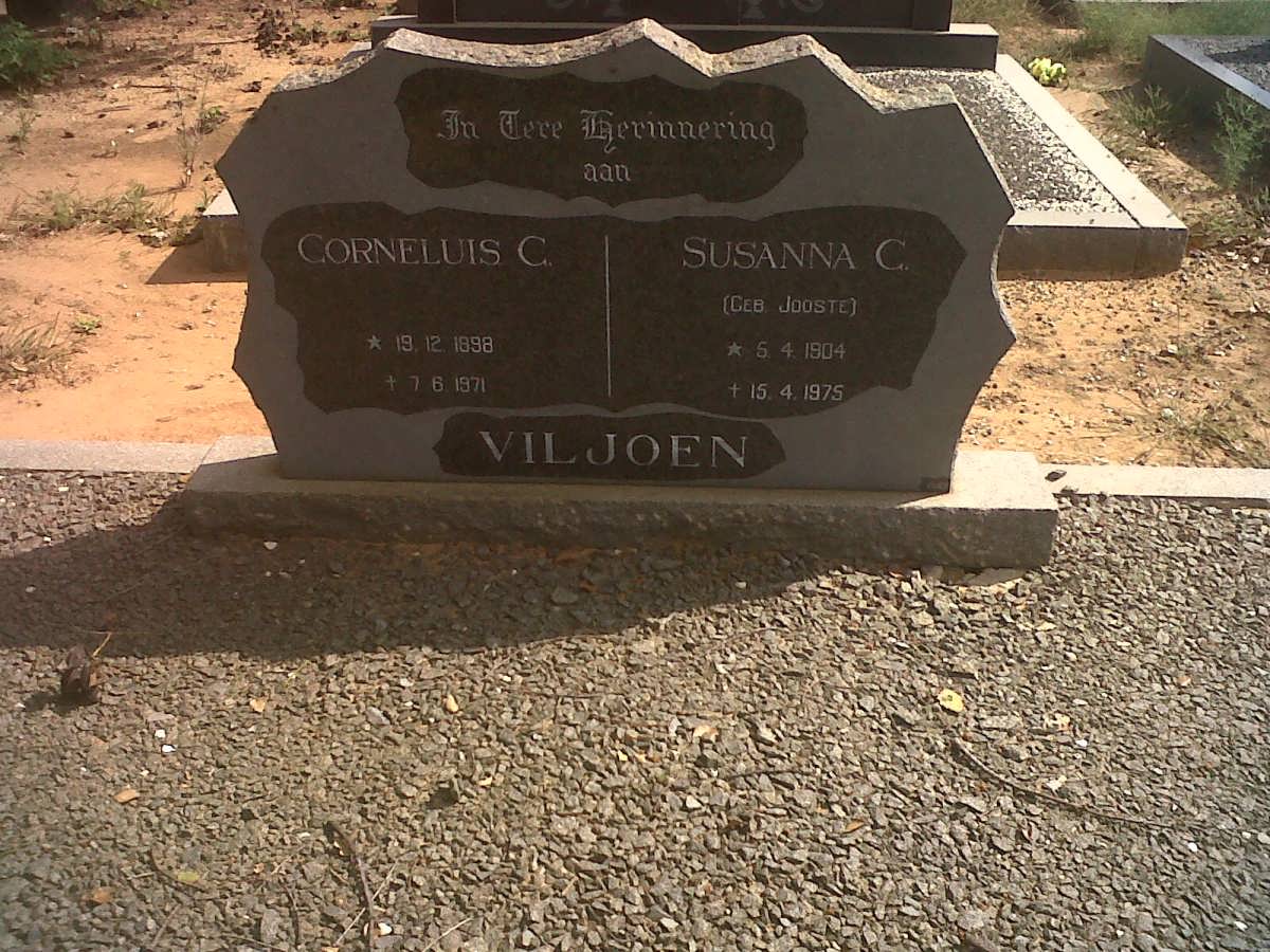 VILJOEN Corneluis C. 1898-1971 &amp; Susanna C. JOOSTE 1904-1975