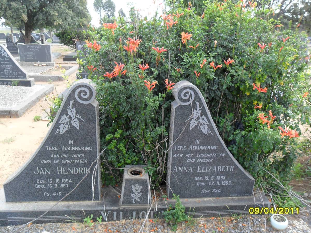 VILJOEN Jan Hendrik 1894-1967 &amp; Anna Elizabeth 1893-1963