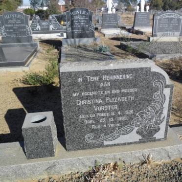 VORSTER Christina Elizabeth nee DU PREEZ 1926-1963