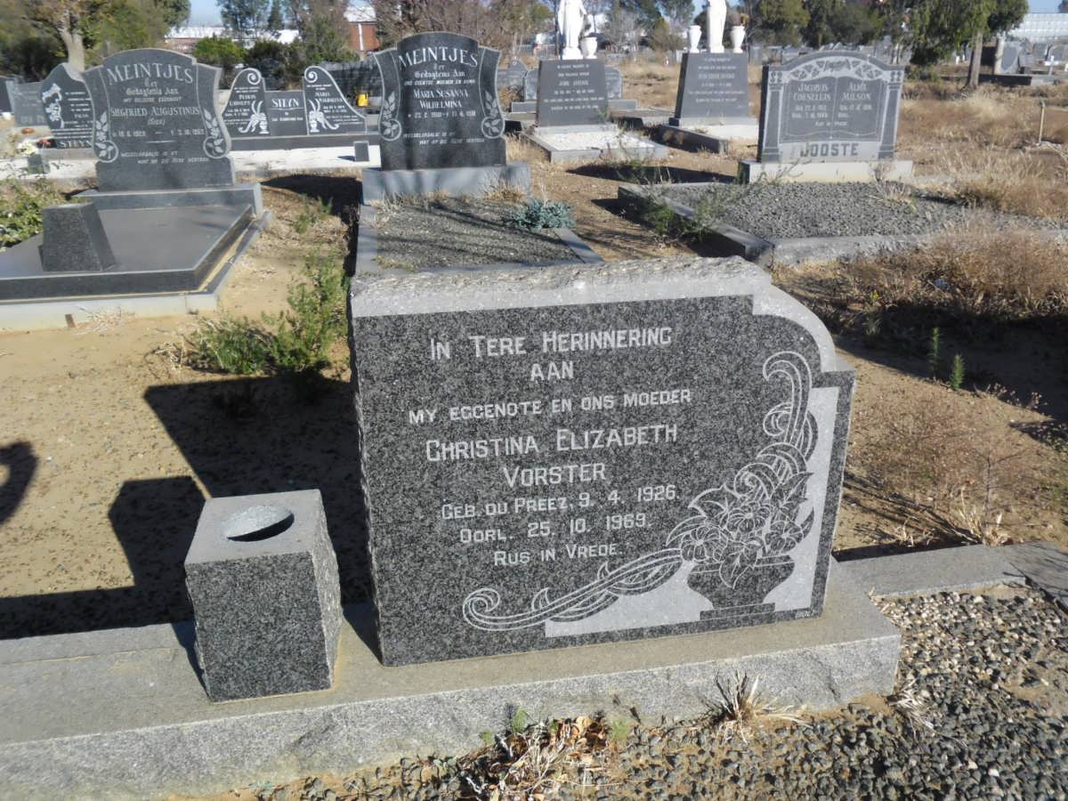 VORSTER Christina Elizabeth nee DU PREEZ 1926-1963