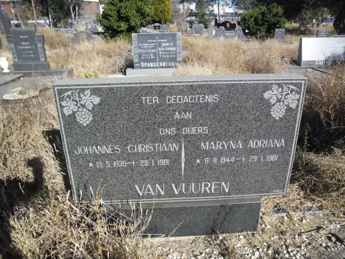 VUUREN Johannes Christiaan, van 1935-1981 &amp; Maryna Adriana 1944-1981
