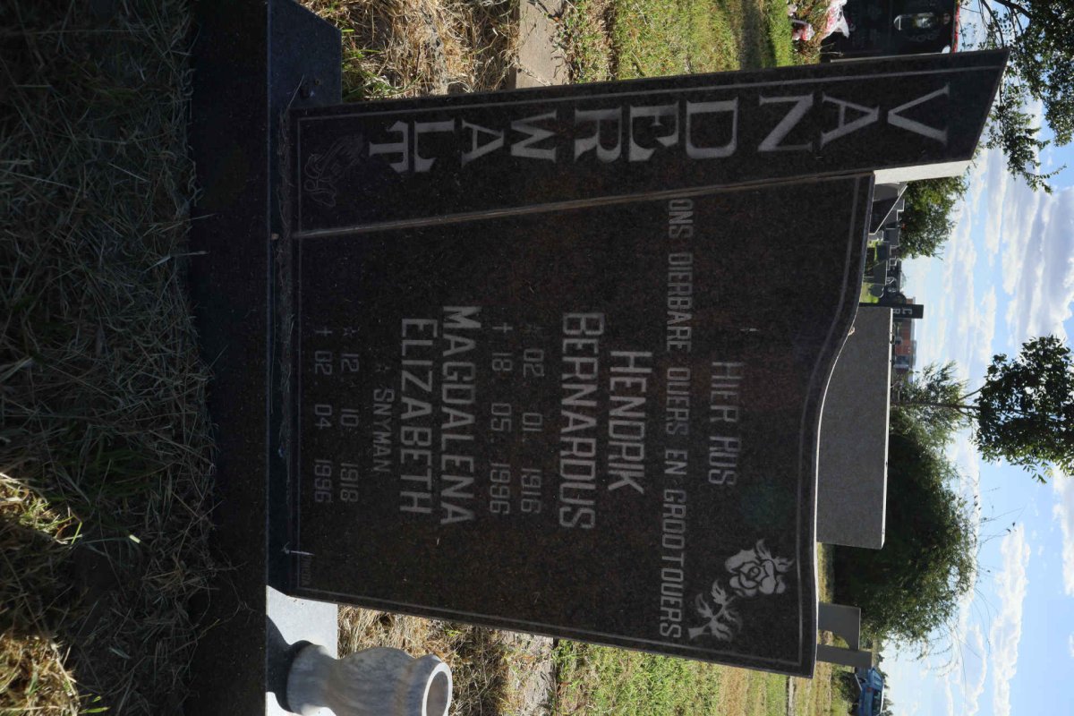 WALT Hendrik Bernardus, van der 1916-1996 &amp; Magdalena Elizabeth SNYMAN 1918-1996