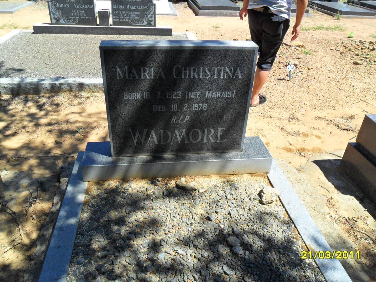 WADMORE Maria Christina nee MARAIS 1923-1978