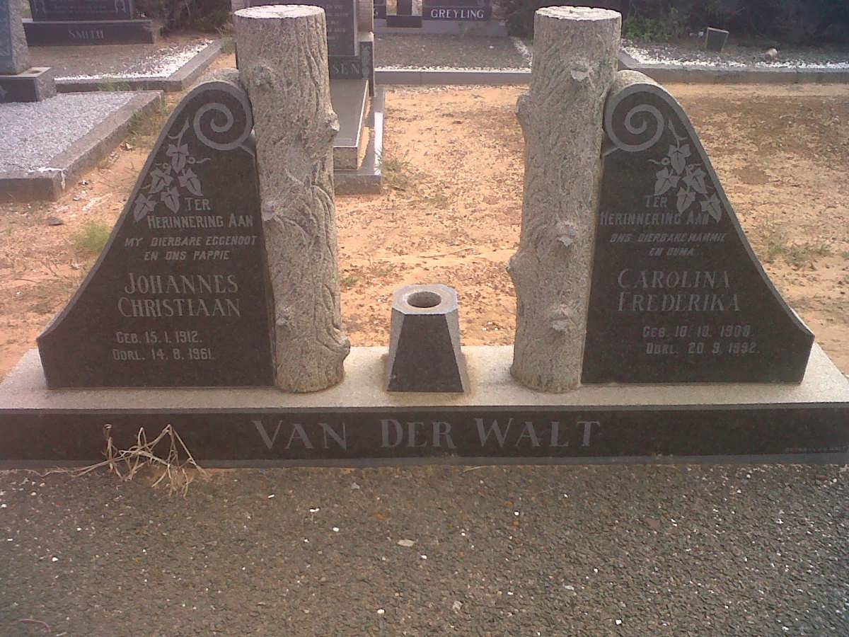 WALT Johannes Christiaan, van der 1912-1961 &amp; Carolina Frederika 1908-1992