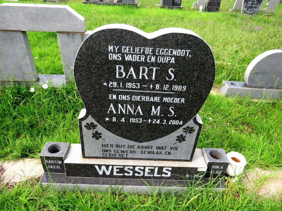 WESSELS Bart S. 1953-1989 & Anna M.S. 1953-2004