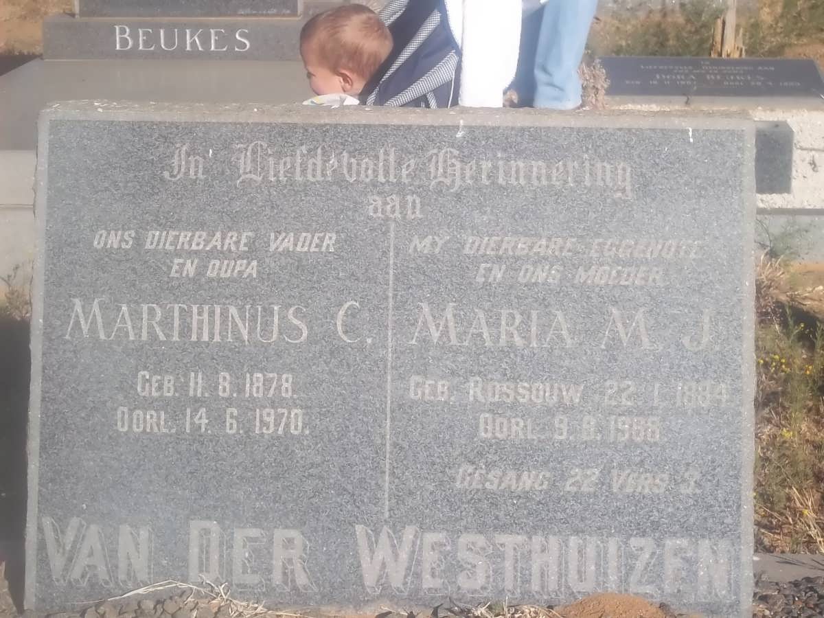 WESTHUIZEN Marthinus C., van der 1878-1970 &amp; Maria M.J. ROSSOUW 1884-1968