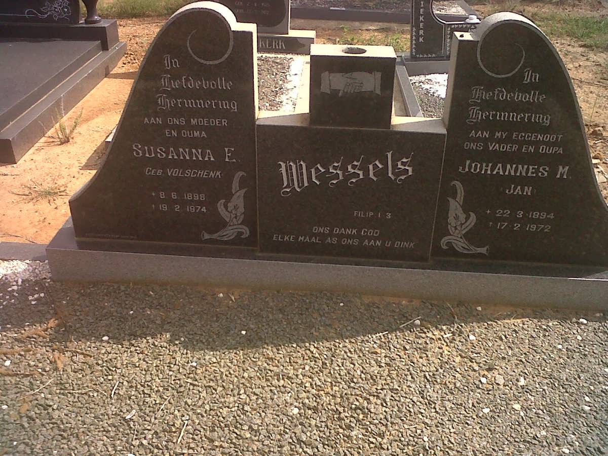 WESSELS Johannes M. 1894-1972 &amp; Susanna E. VOLSCHENK 1898-1974