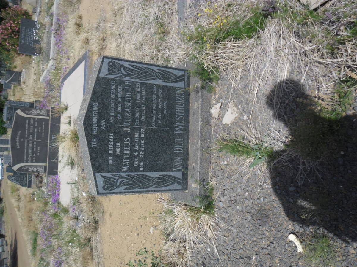 WESTHUIZEN Mattheus J., van der 1890-1972 &amp; Elizabeth J.H. 1893-1952
