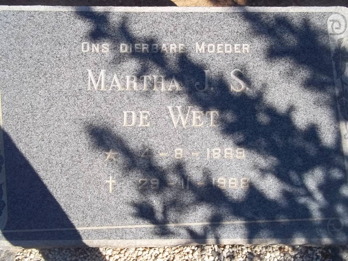 WET Martha J.S., de 1888-1988