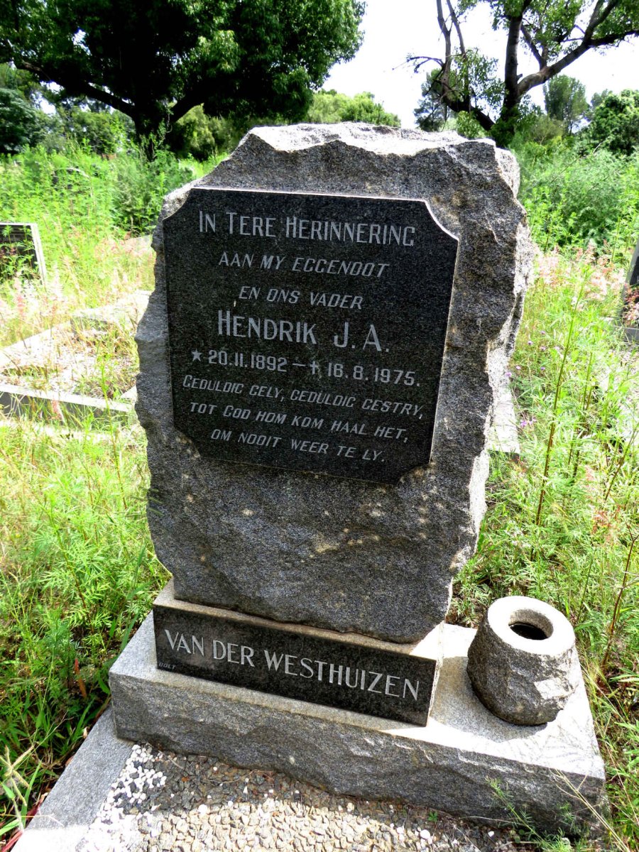 WESTHUIZEN Hendrik J.A., van der 1892-1975