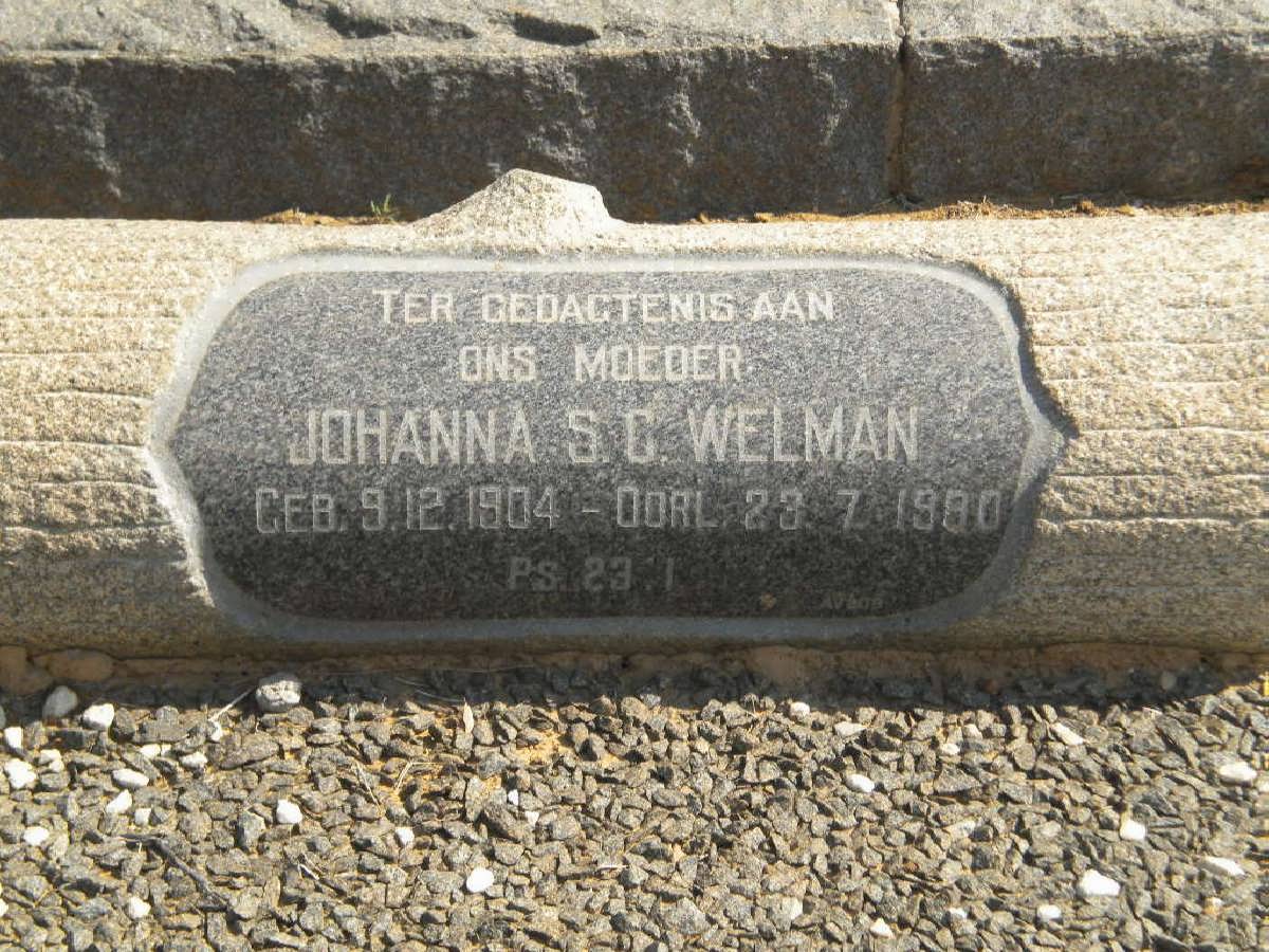 WELMAN Johanna S.C. 1904-1980