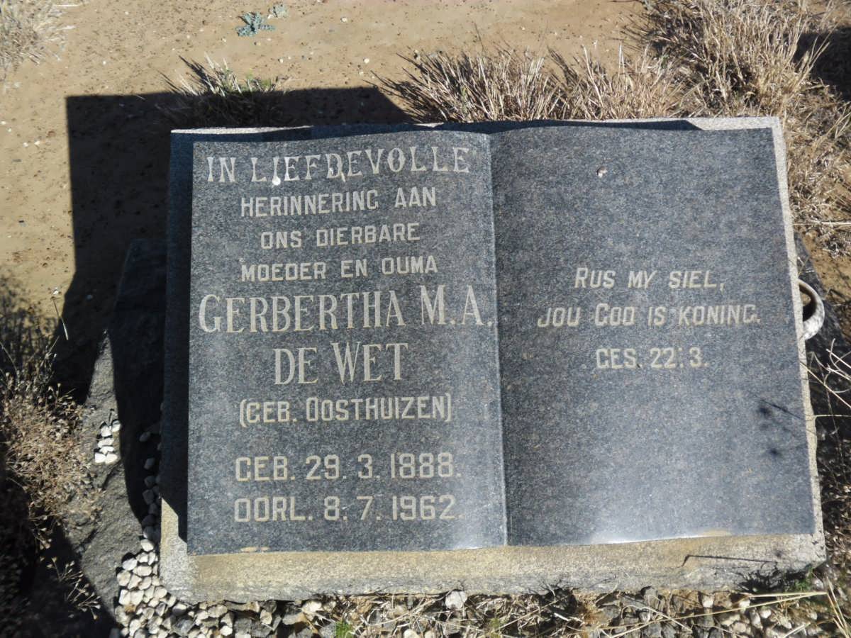 WET Gerbertha M.A., de nee OOSTHUIZEN 1888-1962