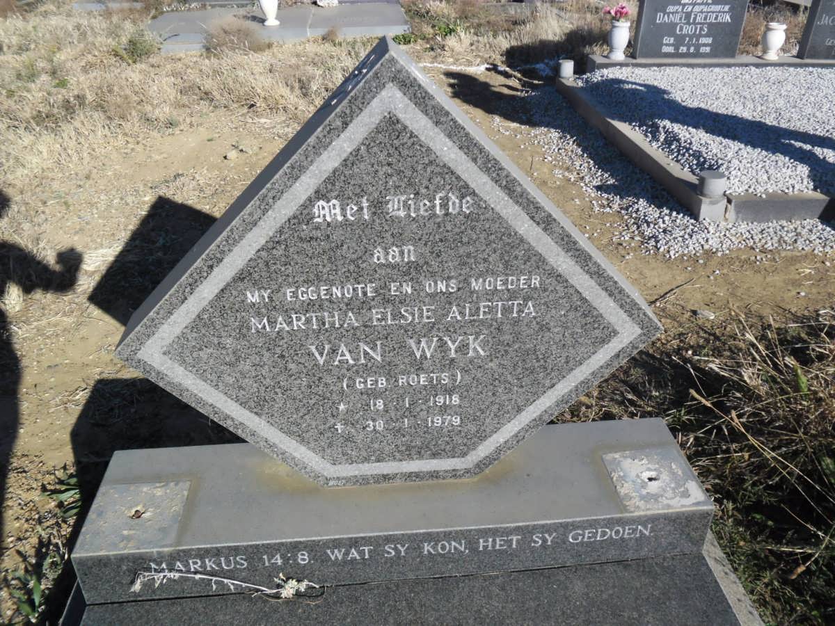 WYK Martha Elsie Aletta, van nee ROETS 1918-1978