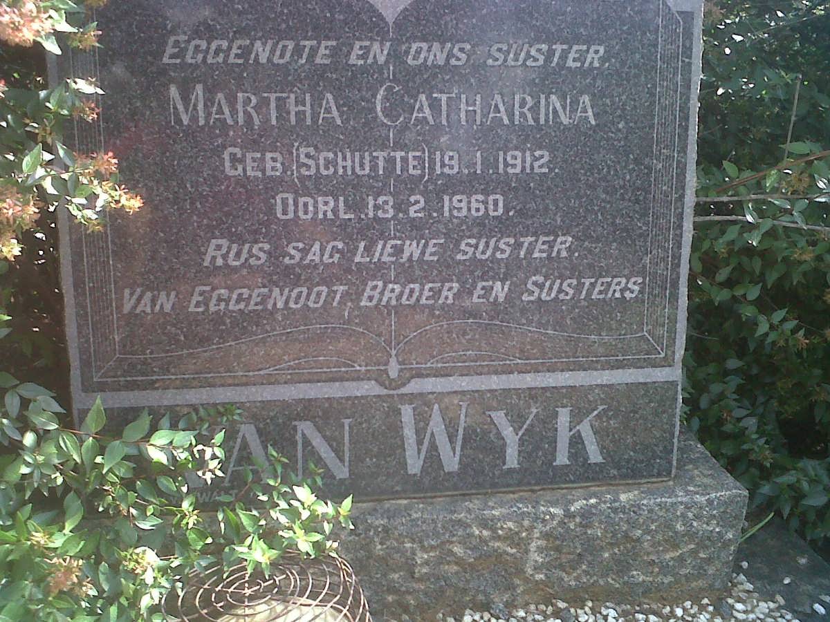 WYK Martha Catharina, van nee SCHUTTE 1912-1960