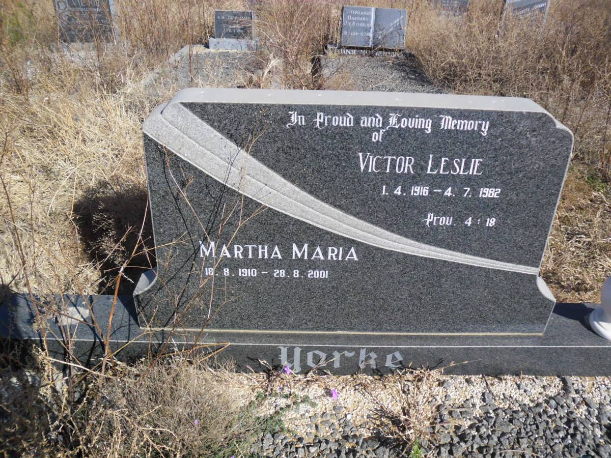 YORKE Victor Leslie 1916-1982 &amp; Martha Maria 1910-2001