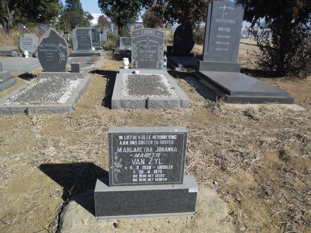 ZYL Margaretha Johanna, van nee GROBLER 1958-1975
