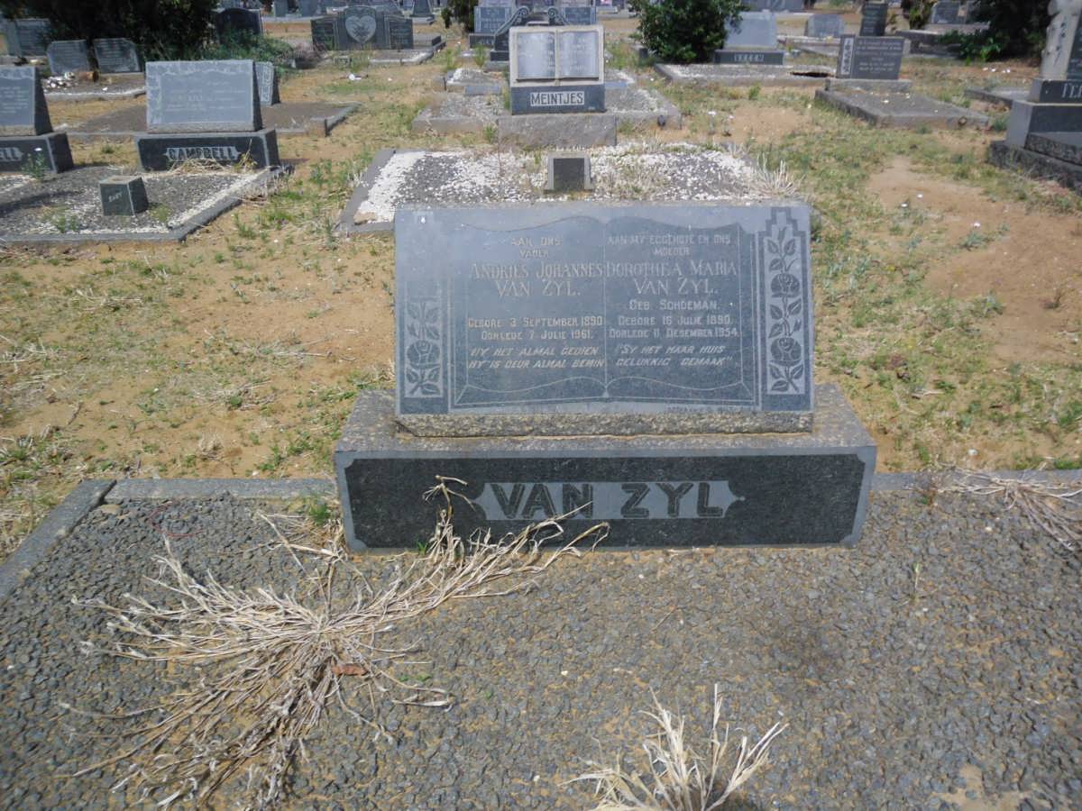 ZYL Andries Johannes, van 1890-1961 &amp; Dorothea Maria SCHOEMAN 1890-1954