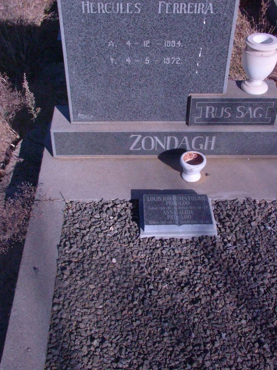 ZONDAGH Hercules Ferreira 1884-1972 :: PRINSLOO Louis Johannes Fourie ?-? &amp; Anna Alida ?-?