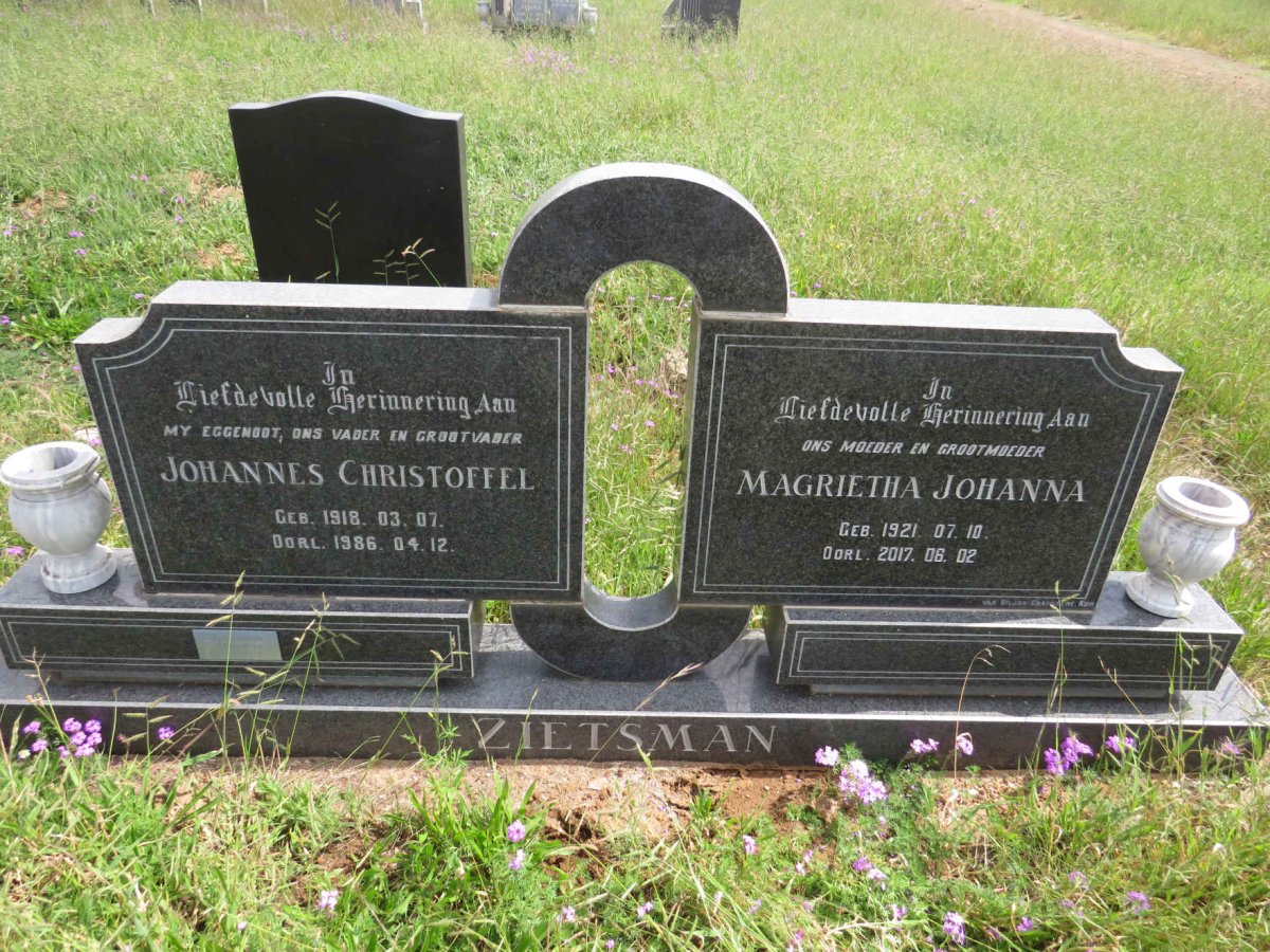ZIETSMAN Johannes Christoffel 1918-1986 & Magrietha Johanna 1921-2017 :: ZIETSMAN Ziets 1943-2018 _1