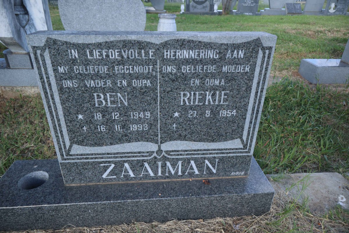 ZAAIMAN Ben 1949-1993 &amp; Riekie 1954-