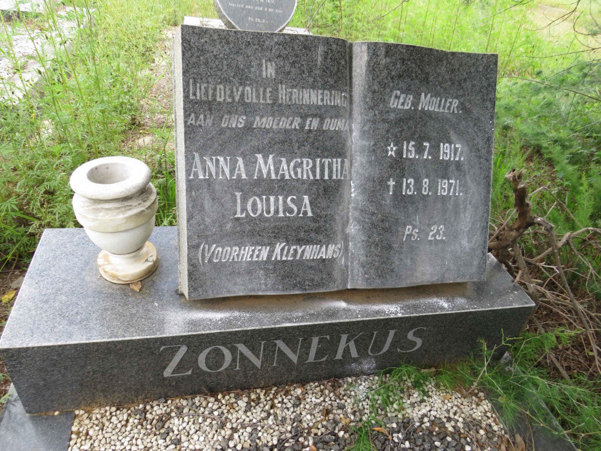 ZONNEKUS Anna Magritha Louisa voorheen KLEYNHANS nee MULLER 1917-1971