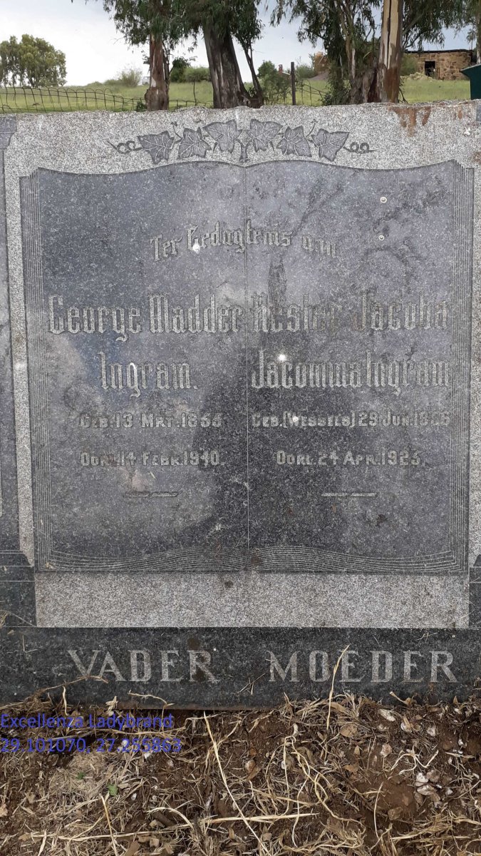 INGRAM George Madder 1855-1940 &amp; Hester Jacoba Jacomina WESSELS 1856-1925