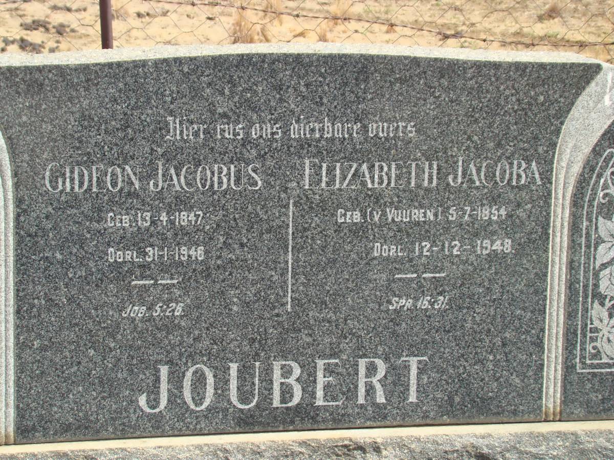 JOUBERT Gideon Jacobus 1847-1946 &amp; Elizabeth Jacoba 1854-1948