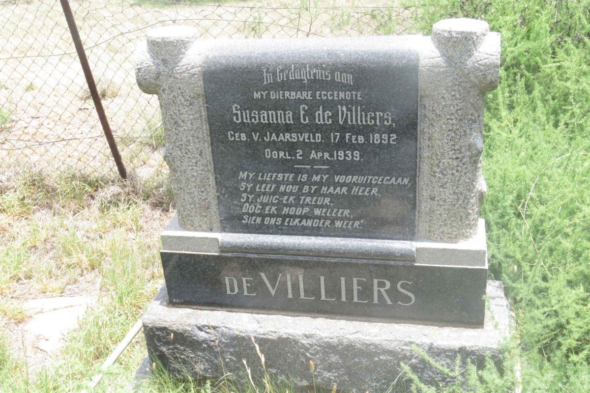 VILLIERS Susanna E., de nee VAN JAARSVELD 1892-1939