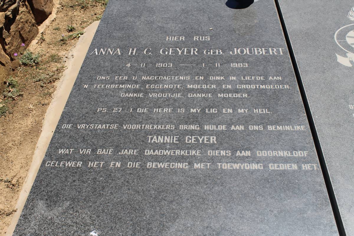 GEYER Anna H.C. nee JOUBERT 1903-1983