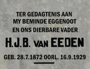 EEDEN H.J.B., van 1872-1929