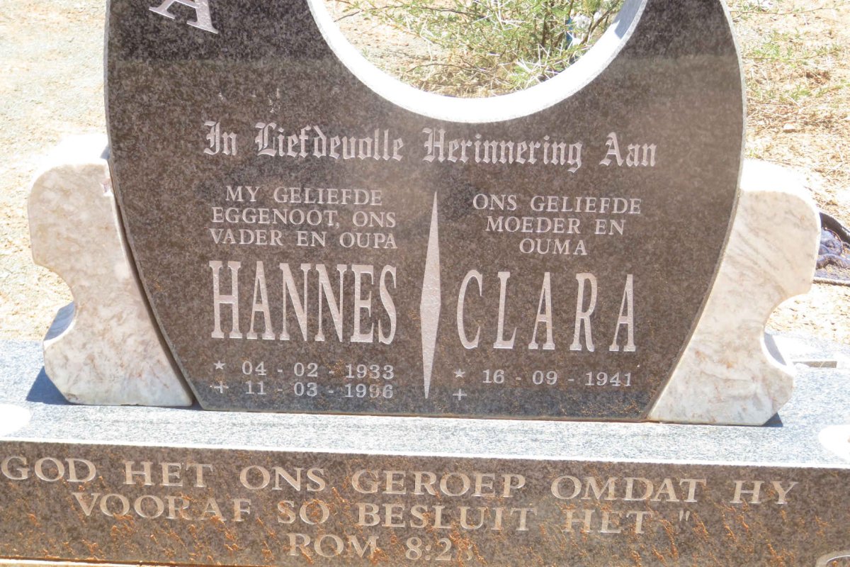 BOTHA Hannes 1933-1996 &amp; Clara 1941-