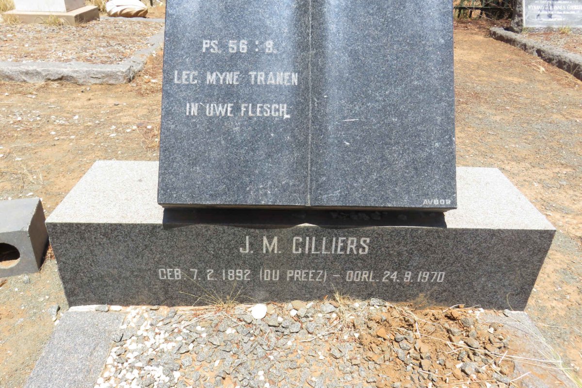 CILLIERS J.M. nee DU PREEZ 1892-1970