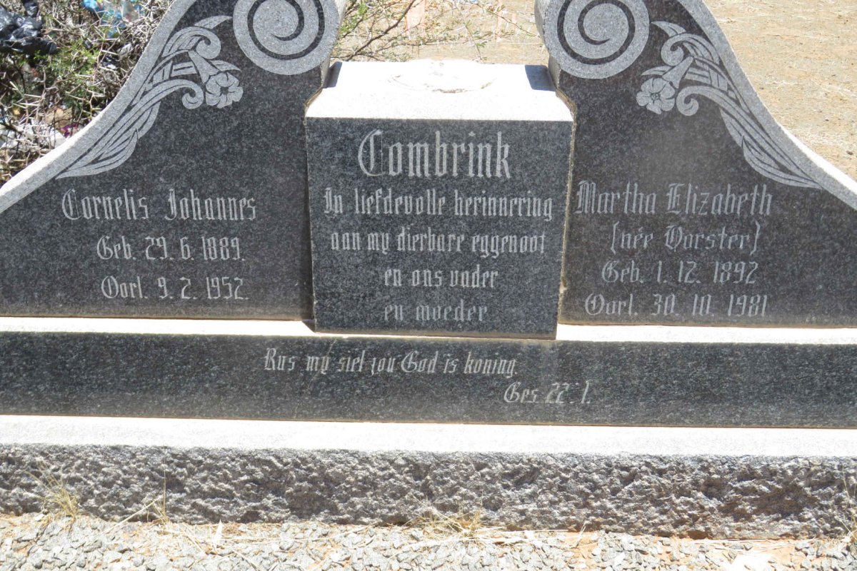 COMBRINK Cornelis Johannes 1889-1952 &amp; Martha Elizabeth VORSTER 1892-1981