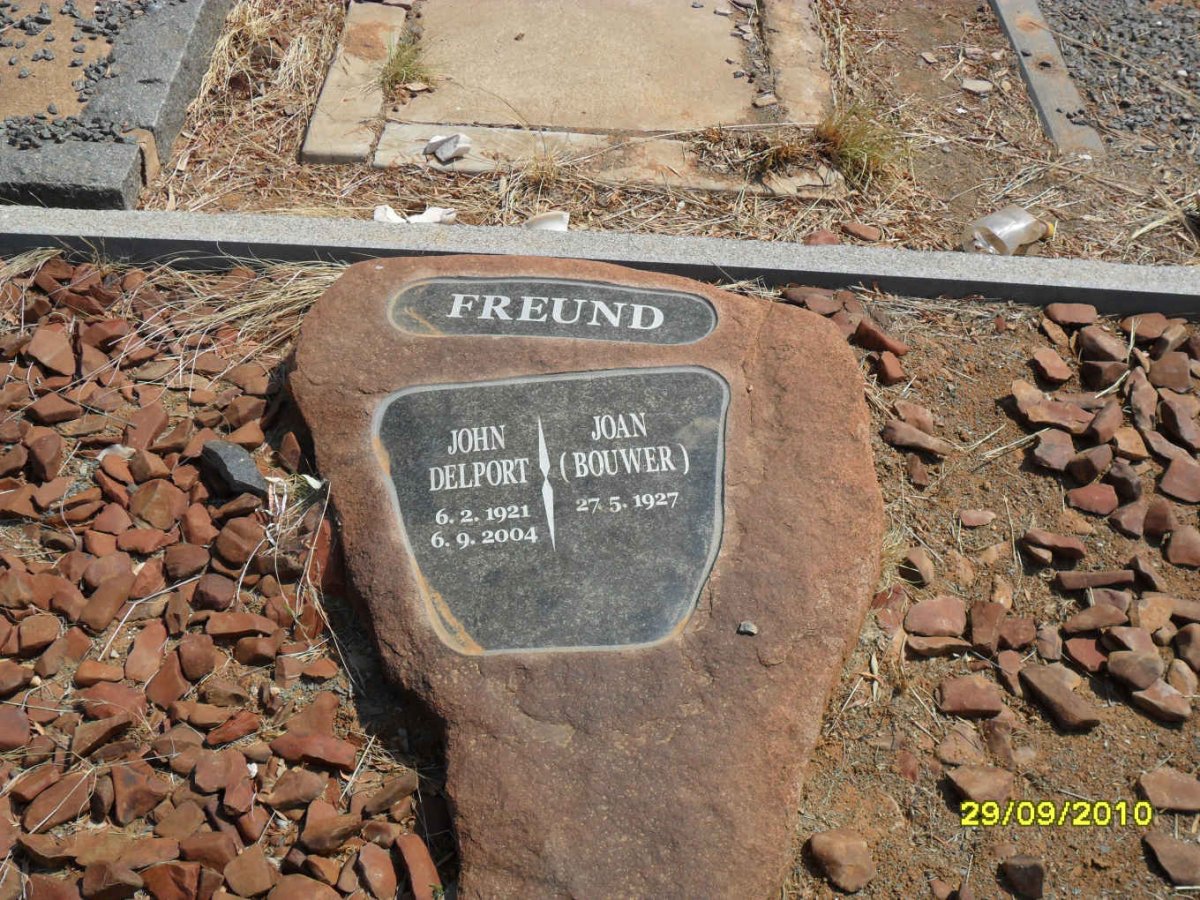 FREUND John Delport 1921-2004 &amp; Joan BOUWER 1927-