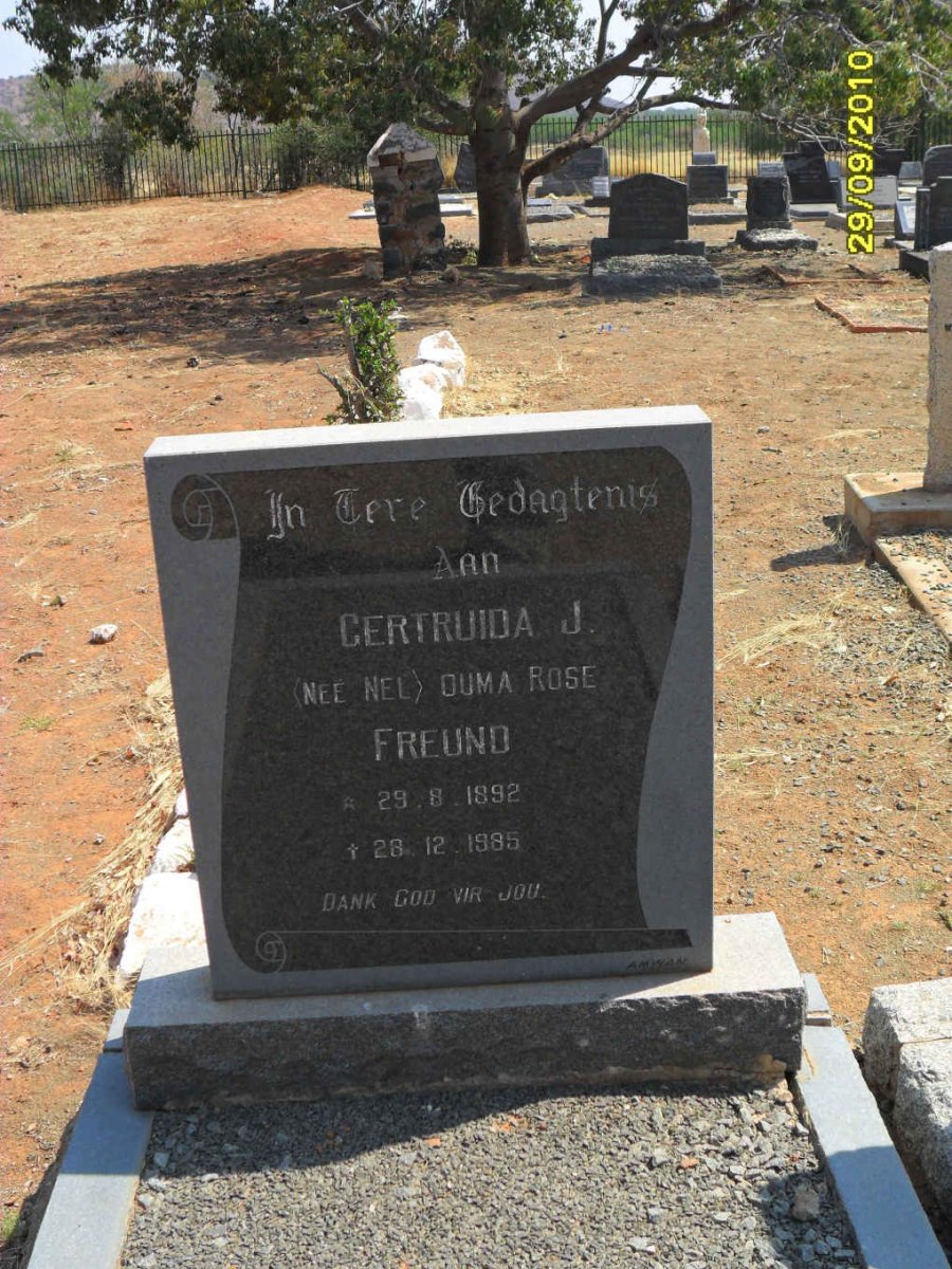 FREUND Gertruida J. nee NEL 1892-1985