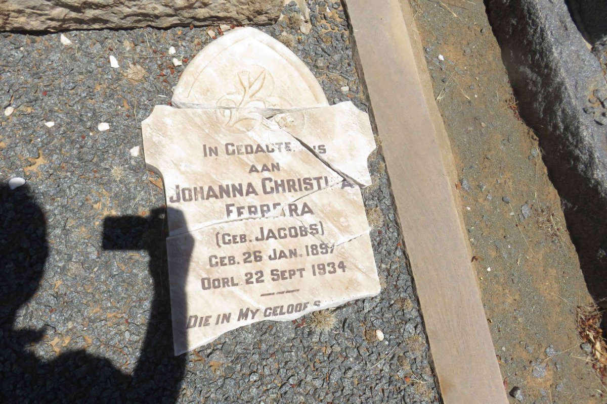 FERREIRA Johanna Christina nee JACOBS 1897-1934