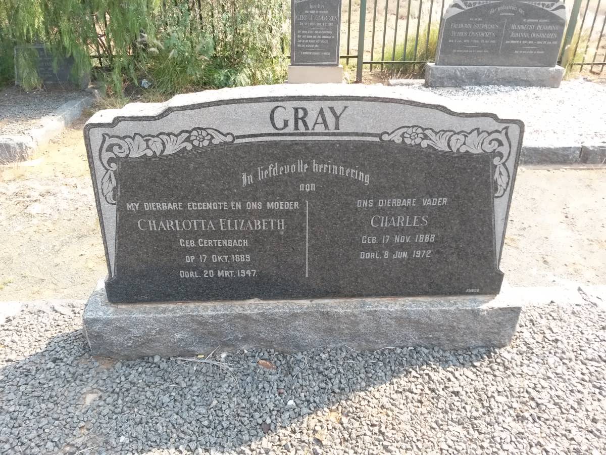 GRAY Charles 1888-1972 &amp; Charlotta Elizabeth GERTENBACH 1889-1947