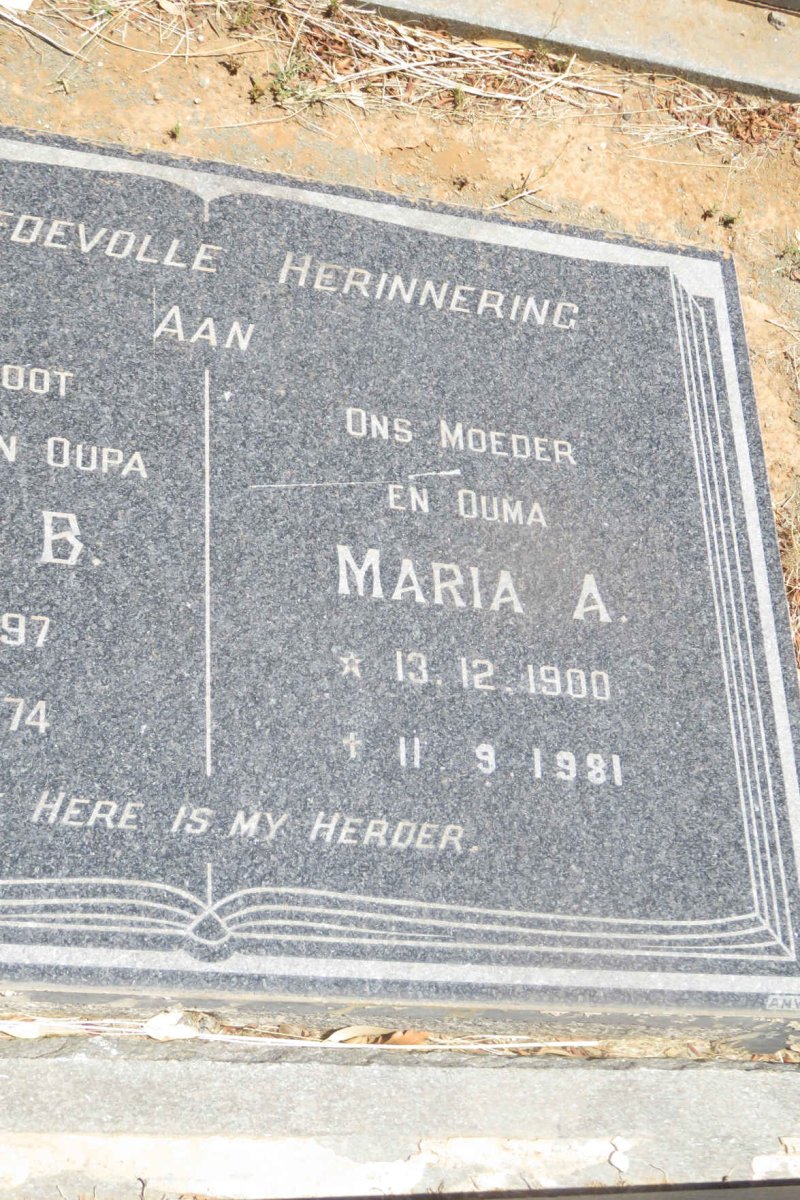 GROBBELAAR Daniel B. 1897-1974 &amp; Maria A. 1900-1981