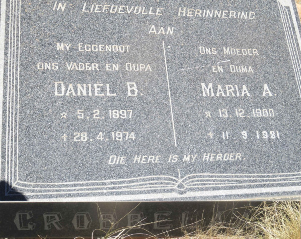 GROBBELAAR Daniel B. 1897-1974 &amp; Maria A. 1900-1981